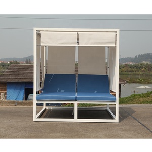 Lit de plage double de luxe en rotin avec auvent pour cour, villa, parc, hôtel et salon – Daybed d'extérieur - Product Image 6