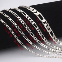 Chaînes cubaines épaisses en vrac multi-taille pour le choix S925 argent Sterling plat 3 + 1 chaîne Figaro avec coupe de diamant pour la fabrication de bijoux à bricoler soi-même