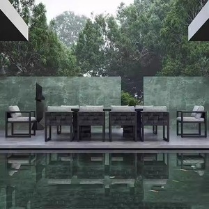 Ensemble de meubles de jardin en teck résistant aux intempéries, table et chaises pour terrasse et jardin - Product Image 2