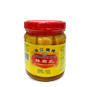 Venta caliente precio de fábrica PRB Pearl River Bridge 1000G marca fermentada Chili Bean Curd botella salmuera fresca 24 meses soja CN;GUA