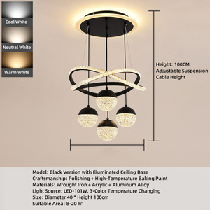 Lampe suspendue moderne à LED <span class=keywords><strong>pour</strong></span> salle à manger, lustre minimaliste <span class=keywords><strong>pour</strong></span> appartement, salon, boutique de vêtements, bar, escalier - Product Image 5