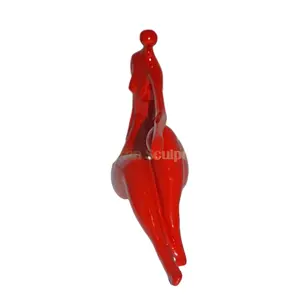カスタマイズされたポリレジンモダンテーブルデスク抽象芸術赤い裸の女性樹脂彫刻