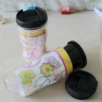 280 ML remplaçable Photo Insert Double paroi en plastique tasse à café bricolage en plastique tasse de voyage avec insertion de papier