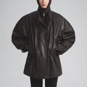 เสื้อแจ็คเก็ตหนังแกะคุณภาพสูงสำหรับผู้หญิง ดีไซน์เก๋ ทันสมัย สไตล์ลำลอง ขนาดโอเวอร์ไซส์ - Product Image 1