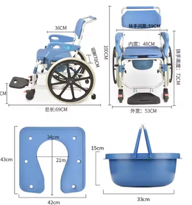 Portable Folding Manual Wheelchair <strong>Elderly</strong> Rehabilitation Reinforcement Bath <strong>Chair</strong> Commode Toilet Walker Shower <strong>Chair</strong> Features - Product Image 2