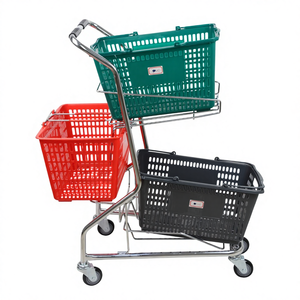 Chariot de courses à trois paniers, plaqué chrome, pour supermarchés aux Philippines, MOQ 50 pièces - Product Image 1