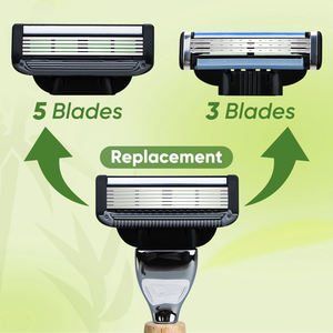 Rasoir à 6 lames avec manche en bambou à dos ouvert, écologique, de haute qualité, rasoir à six lames durable, cadeau pour homme - Product Image 5