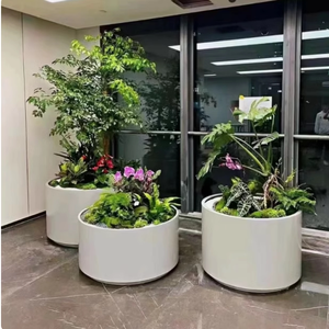 Stainless Steel Combined Outdoor Planter Box Large Round Flower <strong>Trough</strong> <strong>for</strong> Sales Office Municipal <strong>Garden</strong> Custom <strong>Planting</strong> Box - Product Image 1