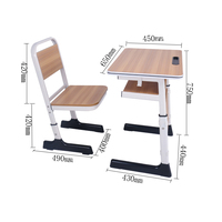 Meubles de classe, bureau d'élève, bureau et chaise d'école, ensemble table et chaise d'école pour enfants à hauteur réglable