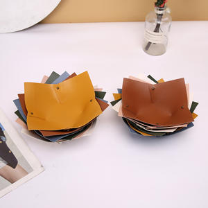 Boîte de rangement en cuir rectangulaire pliable, organisateur de bureau couleur blé, type vertical, fabriqué à Guangzhou - Product Image 4