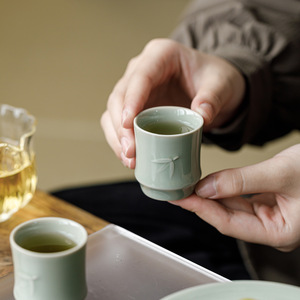Guanlan Banana Moonlight Ceramic <b>Teacup</b> Cylinder Porcelain Tasting Cup For Home Use Afternoon Tea New Chinese Style - Product Image 2