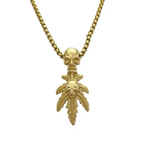 Yunnique – collier avec pendentif tête de mort en acier inoxydable doré, style rétro Punk, bijoux pour hommes, pendentif à la mode - Product Image 1