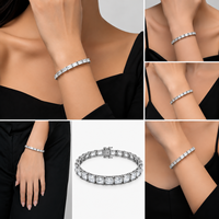 Offre Spéciale – Bracelet Tennis Unisexe en Acier Inoxydable Plaqué Rhodium avec Zircons Géométriques, Sertissage Griffe, Style Luxe Tendance – Idéal Cadeau