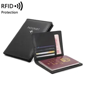 FSW283 2024 new arrival RFID Blocking PU Leather Travel Passport Wallet Leather Passport Holder Wallet Passport Travel Wallet Ca