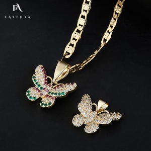 FP1011ขายส่ง Oro ลามิเนตสร้อยคอเครื่องประดับเพทาย Moissanite ทองที่เต็มไปด้วยสแตนเลสเพชรจี้ผีเสื้อ - Product Image 4