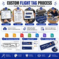 Llavero de tela con logotipo personalizado, etiqueta de vuelo bordada, doble cara con ojal metálico, regalo de recuerdo al por mayor