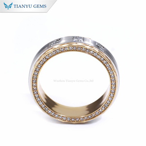 Tianyu 3 MM Taille Princesse Diamant de Laboratoire HPHT Bague de Mariage pour <span class=keywords><strong>Homme</strong></span> en Or Massif 10K 14K 18K, Finition Satinée Brossée, Bijou Fin pour <span class=keywords><strong>Homme</strong></span> - Product Image 3