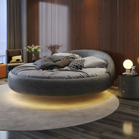 Ensemble de lit rembourré de haute qualité, nouveau design, lit rond moderne de luxe léger, cadre en bois de pin pour mobilier de chambre d'hôtel, cuir