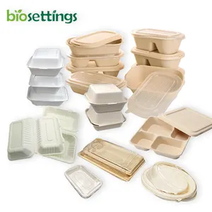 Eco bagasse pulp monouso catering thermo hot snacks tea lunch box per l'imballaggio catering food warm box