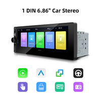 Rhythm Universal 1Din 6,86 pulgadas retráctil HD pantalla táctil estéreo para coche navegación GPS TikTok Mirror Link con cable CarPlay Dashboard