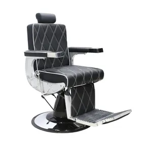 Mobiliário de salão de beleza, de couro sintético, preto, vintage, loja de barbeiro, cadeiras de barbeiro para homens ZY-BC8828M, alta qualidade