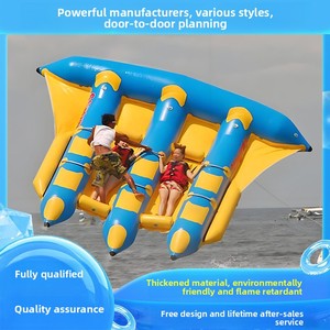 Bote Inflable de PVC <span class=keywords><strong>con</strong></span> Forma de Banana y <span class=keywords><strong>Tres</strong></span> Filas de Peces Voladores, Capacidad para 5 Personas, Juguete Acuático para Actividades de Natación - Product Image 4