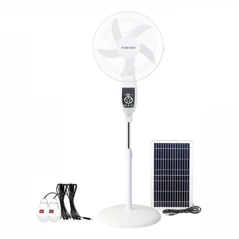 18 Inch Home Use 12v AC DC Charging Personal Rechargeable Metal Blade Pedestal Battery Solar Remote Controlled Fan With Light