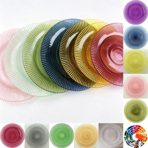 Assiette à dîner en verre coloré à motif soleil radial, 13 pouces, sans plomb, vaisselle décorative pour hôtel, restaurant, mariage, couleurs personnalisées en gros - Product Image 3