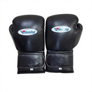 Gants de boxe professionnels 2025 de haute qualité, imperméables, respirants, noirs, avec sangle personnalisée, en cuir véritable, pour l'entraînement et la compétition MS-BG-08 - Product Image 1