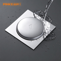 Siphon de sol carré en acier inoxydable chromé, système click pop-up, anti-odeur, anti-insectes, pour salle de bain, hôtel, villa, Ralo Piso