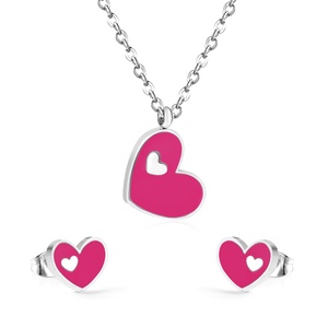 Conjuntos de Joyería Clásicos para Mujer, Chapados en Oro, Collar y Aretes con Forma de Corazón y Concha para Chicas - Product Image 4