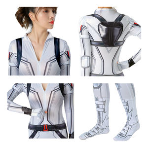 ชุดจั๊มสูทแนบเนื้อสำหรับผู้หญิงชุดบอดี้สูทเซ็กซี่สำหรับวันฮาโลวีนชุดหมีนาตาชาชุดแม่ม่ายสีดำสีขาวตามสั่ง - Product Image 2