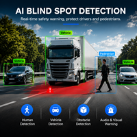 Monitor Mobil AI BSD Layar Sentuh 10.1 Inci Sistem Kamera Truk 4 Kanal 1080P AHD dengan Alarm Buzzer DVR Tampilan 360