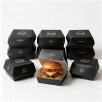 Boîte à hamburger en carton blanc, emballage alimentaire jetable, écologique, de qualité alimentaire, avec logo personnalisé, vente en gros d'usine