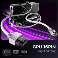 Kabel Sleeved Asiahorse Hydrus High End ARGB 16Pin untuk GPU, Kit Ekstensi PSU PC Desktop Custom - Tersedia