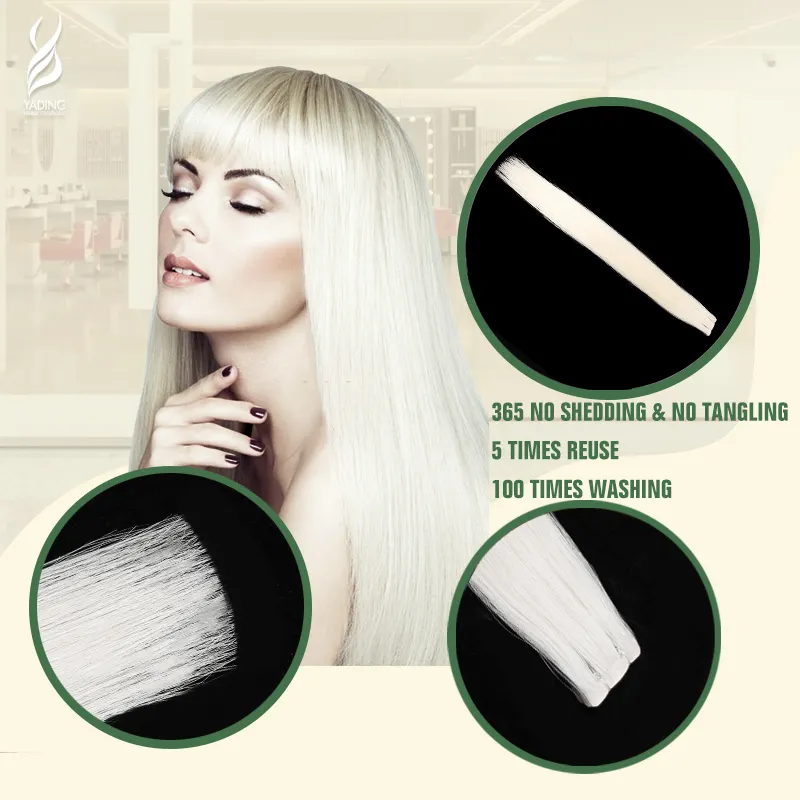 YADING Injected Tape Hair 18 "#60 Großhandel Straight Tape In Echthaar verlängerung Russian Remy Virgin Tape Haar verlängerungen