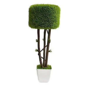 Plante verte artificielle en pot plastique de buis bonsaï utilisé pour la décoration intérieure et extérieure - Product Image 2