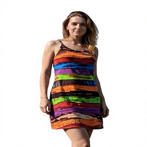 Women's Blast Fashionable Boho <b>Dress</b> Stylish Lace V-neck Anti-Wrinkle Button Pattern Decorations <b>Tassel</b> Zipper Made Rayon - Product Image 1