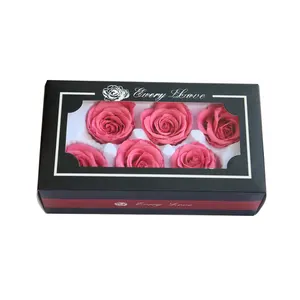 Roses éternelles de qualité B, 6 pièces par boîte, 5-6cm, 40 couleurs, têtes de Roses, pour la décoration