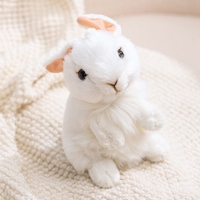 Peluche Lapin en Coton PP Doux et Réaliste, Anti-Stress, Simulation de Posture Parfaite, Lapin Blanc, Cadeau de Pâques pour Enfants