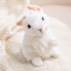 Peluche Coniglio in Cotone PP Morbido Realistico Antistress Postura Perfetta Simulazione Coniglio Bianco Regalo di Pasqua per Bambini - Product Image 5
