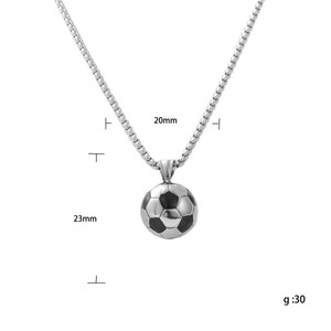Colgante de Balón de Fútbol de Acero Inoxidable, Collar Deportivo para Hombre, Diseño Geométrico Retro, Regalo 120131 - Product Image 5