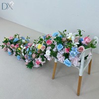 Rangkaian Bunga Artificial Putih Pink Biru Hijau untuk Dekorasi Meja Pernikahan Grosir