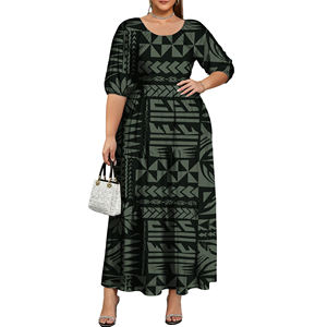Últimos Vestidos Casuales Maxi sin Cuello Puletasi Tribales Polinesios de Tonga y Samoa para Mujer Tallas Grandes - Product Image 6