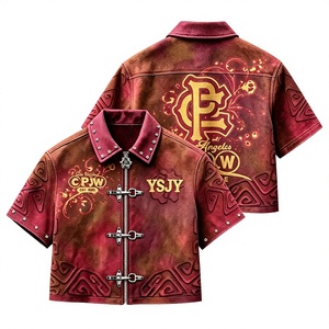 T-shirt Streetwear Homme Oversize Coupe Boxy Vintage Motif Pompier avec Bouton Mousqueton - Product Image 1