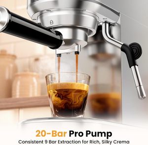 Machine à café expresso semi-automatique intelligente programmable 1,4 L avec mousseur à lait et système d'eau chaude, vente directe usine - Product Image 2