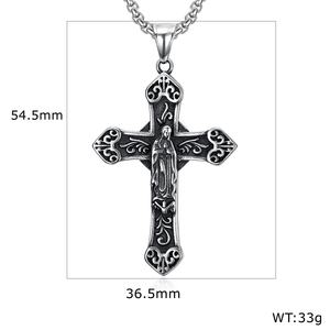 Collar con Cruz y Dije Retro <span class=keywords><strong>de</strong></span> la <span class=keywords><strong>Virgen</strong></span> <span class=keywords><strong>de</strong></span> Guadalupe <span class=keywords><strong>Madre</strong></span> <span class=keywords><strong>de</strong></span> Jesús en Acero Inoxidable con LOGO Grabado - Product Image 5