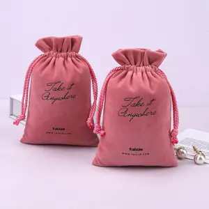 Hot Sale Pink Velvet Drawstring Perfume Packing Bag Custom Logo Soft Velvet Gift Jewelry Pouch