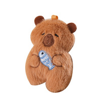 Vente en gros usine Mini porte-clés en peluche Capybara, logo personnalisé, pendentif en peluche moelleux en forme de rongeur, accessoire de sac, Noël