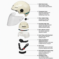 Casque de moto ABS demi-face, casque de vélo à visière ouverte, casque de cyclisme adulte à libération rapide